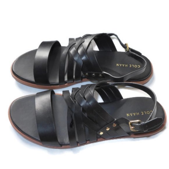 Cole Haan Black Leather Strappy Sandals. Size 7.5 - Picture 1 of 10